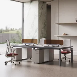 Creative Minimalist Staff Office Desk and Chair Combination with Computer Desk Six person Booth Wood Material