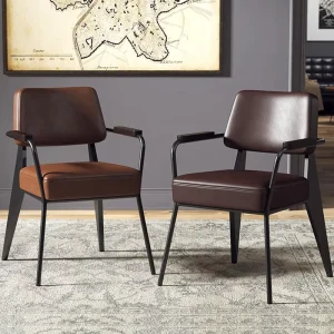 Creative Retro Dining Chair Cafe Bar Qingba Dining Armchair Industrial Style PU Leather Leisure Table and Chair Set