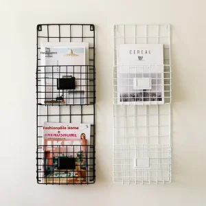 Creative Simple Carved Iron Grid Modern Sustainable Multifunction Wall mounted Single Magazine Storage Bookshelf