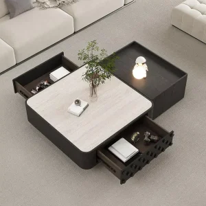 Creative Square Coffee Table High Quality Simple Style Wooden Coffee Table Storage Luxurious Living Room Coffee Center Table