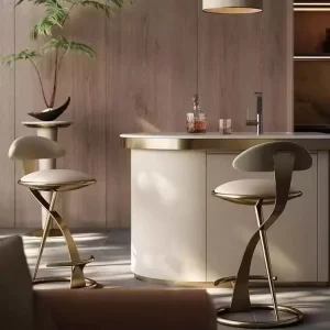 Creative Stainless Steel Italian Light Luxury Bar Stool High Counter Chair for Home Bar Kitchen Island Reception