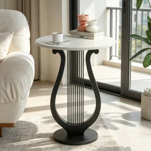 Creative Style Harp Style Side Table for Living Room Slate Small Tea Table Light Luxury Style Bedside Table