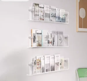 Creative Wall Mounted Acrylic Bookshelf for Children’s Room Picture Book Magazine Display Stand with Storage Rack