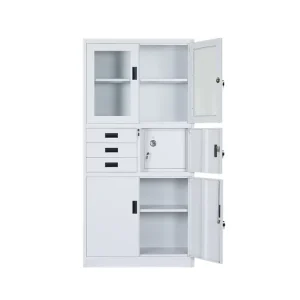 Creative White Metal Book Shelf with Glass Minimalist Iron Customized Living Room Furniture Modern School Library Furniture