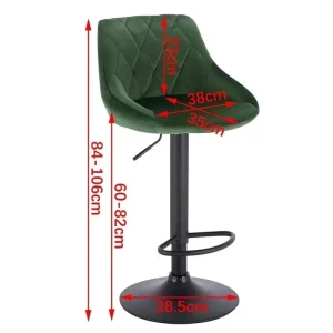 Cross Tufted Bar Stool Horseshoe Footrest Matte Black Base 360 Swivel Height Adjustable Scoop for Kitchen Pub Counter Lounge