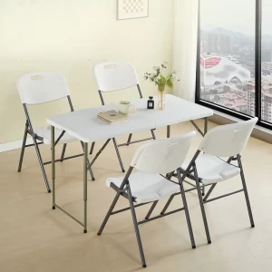 Cross border Supply Foldable Portable Metal Frame Table Outdoor Dining Table for Dining Meeting Training
