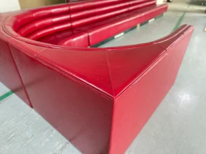 Curved Commercial Wall Booth Seating Red PU Leather Banquette Sofa High Back for Restaurant Cafe Diner Upholstered Bench Seating