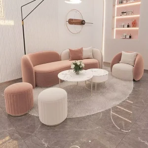 Curved Fabric Sofa Set Modular Office Meeting Living Room Furniture Sponge for Hotel Beauty Salon Apartment Villa Reception