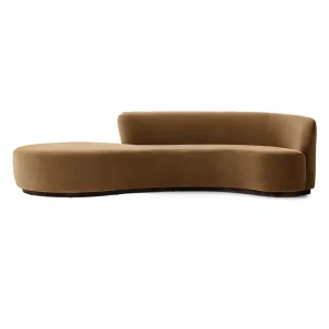 Curved Modular Sectional Sofa Custom Series Modern Caramel Color Wood Armless Asymmetrical Sofa Set Home Office Living School