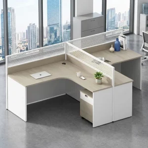 Curved Office Cubicle Workstation Work Computer Desk Modern Wooden Employee Seat Partition Luxury Executive Table Furniture Set