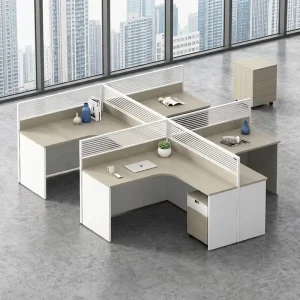 Curved Office Cubicle Workstation Work Computer Desk Modern Wooden Employee Seat Partition Luxury Executive Table Furniture Set