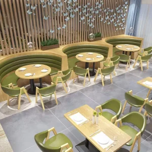 Curved Restaurant Booth Banquette Seat Stone Restaurant Table Chair Set for Upscale Bistro Fine Hotel Lounge Project