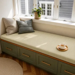 Custom 100% Cotton Ergonomic Furniture Seat Cushion for Window Bench Storage Cabinet and Indoor Seating Projects