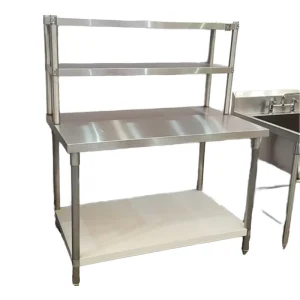 Custom 2 Tier Top Shelf Stainless Steel Work Table 304 Material for Hotel Commercial Kitchen Use