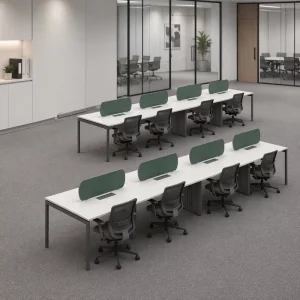 Custom 4 6 8 Person Office Desk System with Flexible Layout E0 Grade MFC Powder Coated Steel Frame Workstation Furniture