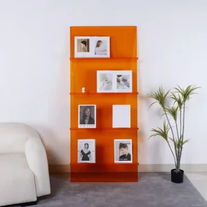 Custom Acrylic Shelving Design Moodboard Ideas in Orange Modern Acrylic Ladder Bookcase