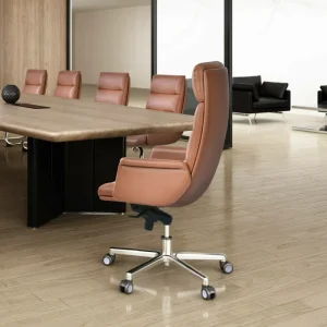 Custom Adjustable Lumbar Support and Leather Upholstery CEO Soft Leather Aluminum Office Chair for Executive Workspaces