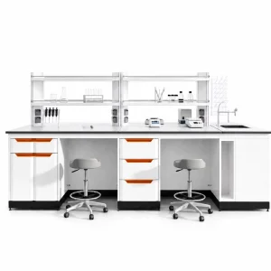 Custom Anti Corrosion All Steel Lab Side Table with Sink and Storage Cabinet