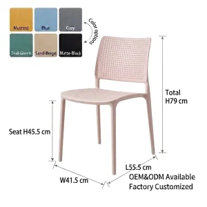 Custom Armless Stackable Hollow Dot Back Whole PP Perforated Chair Seat Heavy Duty Outdoor Garden Plastic Stacking Chair