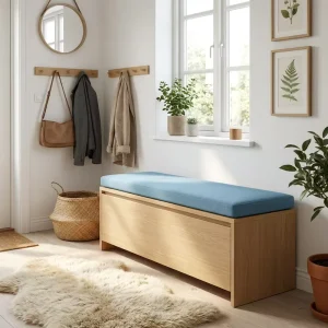 Custom Bench Cushion Adjustable Length & Thickness Anti-Slip Rubber Bottom Comfort Pad for Household Entrance Storage Bench