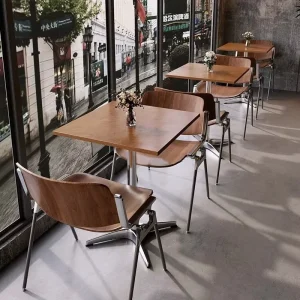 Custom Cafeteria Mcdonald Pizza Bakery Coffee Tea Shop Square Hospitality Cafe Restaurant Furniture Table and Chair Set