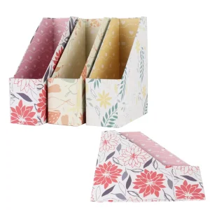 Custom Cardboard Foldable Desktop Paper Organizer Magazine File Holder With Label Rack