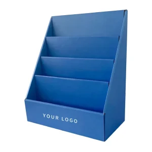 Custom Cardboard Paper Display Stand Rack Shelves Case for Shop 3 or 4 Tier Corrugated Display Bins Brochure Magazine Holder