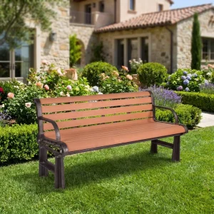 Custom Cast Aluminum Legs & Recycled HDPE Slats Modern School & Park Bench Outdoor Furniture with Customizable Length