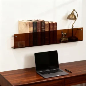 Custom Clear Brown Minimalist Acrylic Eco Friendly Portable Lightweight Wall Mounted Easy Assembly Display Shelf Bookshelf Rack