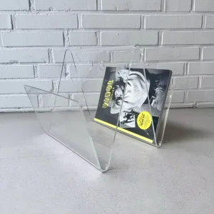 Custom Clear Curved Acrylic Magazine Rack Minimalist Lucite Freestanding Book Holder Tabletop Book Display Stand