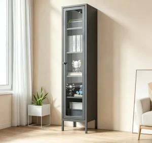 Custom Color Anti rust Multi Shelf Glass Front Storage for Co working Studio Library Tall White Steel Bookcase Cabinet