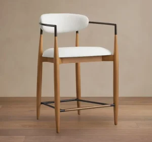 Custom Color Counter Height Bar Stool Wooden Fabric High Stool Arm Bar Chairs