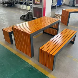 Custom Color Modern Solid Wood Heavy Duty Eco friendly Water Resistant Outdoor Patio Bench Metal Frame 3 5 Seating Capacity for