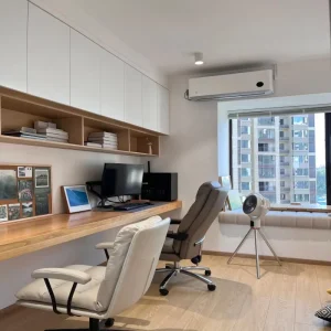 Custom Combination Computer Desk Bookcase with Pull out Keyboard Tray for Home Office Small Study Bedroom Workstation