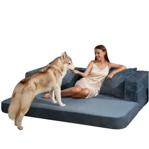 Custom Comfortable Soft Upholstered Cooling Foam Double Dog Lazy Sofa Bed 3 in 1 Bean Bag Floor Sofa