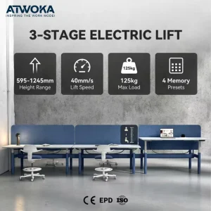 Custom Commercial Office Workstation Solution with Desk Panels and Cable Management Support