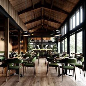 Custom Commercial Restaurant Furniture Solid Wood Square Table Velvet Ergonomic Chair Set for Restaurant