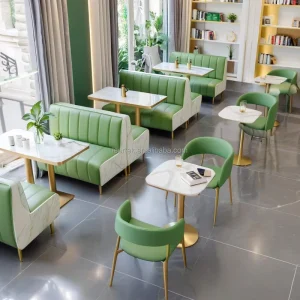 Custom Design Modern Cafe Bench Seating Fast Food Restaurant Tables and Chairs Sets Coffee Shop Furniture Restaurant Booths