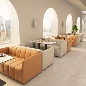 Custom Design Modern Commercial Coffee Shop Bar Hotel Restaurant Furniture Table Chairs Sets Booth Sofa Seat Fabric Dining Use