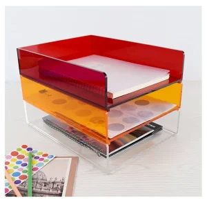Custom Desk Acrylic Polished Surface Magazine Paper Document Letter File Tray Stacked File Storage Rack Easy Assembly Home