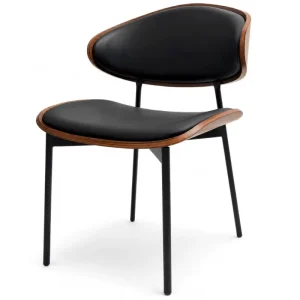 Custom Dining Table Chairs Black White PU Leather Faux Wood Shell Modern Cafe Restaurant Chair Manufacturer OEM ODM Bulk