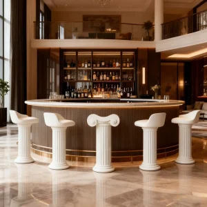 Custom Durable Greek Column Bar Stool Seating Leisure High Chairs for Wedding Venue Kitchen Patio Pub Home Bar Home Furniture