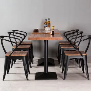Custom Durable Industrial Wood Commercial Outdoor Workshop Warehouse Dining Hotel Cafe Restaurant Furniture Table Chair