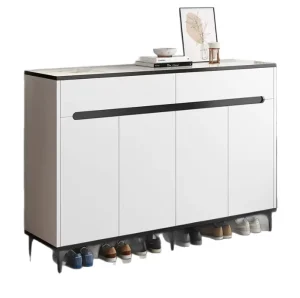 Custom Eco Friendly Modern Wood Shoe Cabinet 2 Shelves Floor Mount Home Furniture 20-23 Pair Capacity Living Room Hospital