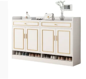 Custom Eco-Friendly Modern Wood Shoe Cabinet Storage 2 Shelves 20-23 Pair Capacity for Living Room Furniture Hospital Hotel Use