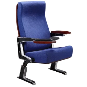 Custom Fabric Theater Seats Folding Movie Cinema Furniture Cup Holders Writing Pad Solid Metal Leg School Hotel Church