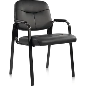Custom Factory Custom Office Desk Chairs Guest Reception Waiting Room Set of 4 with Fixed Leather Padded Armrest