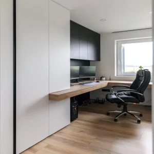 Custom Freestanding Computer Desk Bookcase Cabinet With Hidden Storage for Compact Home Office Bedroom Study Space