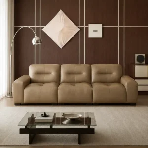 Custom Genuine Leather Modern Tufted Adjustable Backrest Antibacterial Sponge Filled Pixel Bubble Sofa for Apartment & Hotel Use