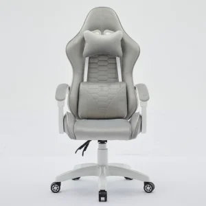 Custom Grey Velvet PC Computer Swivel Rolling Chair Adjustable Ergonomic Pro Gaming Chairs
